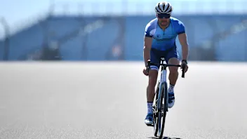 Mercedes' Finnish driver Valtteri Bottas cycles the track during the previews ahead of the Formula