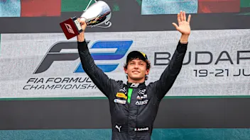 BUDAPEST, HUNGARY - JULY 21: Andrea Kimi Antonelli of Italy and Prema Racing celebrates on the F2