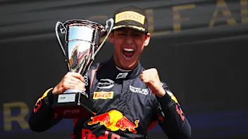 BAHRAIN, BAHRAIN - MARCH 01: Race winner Arvid Lindblad of Great Britain and PREMA Racing (3)