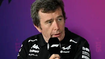 Alpine F1 team principal Bruno Famin attends a press conference during the second day of the