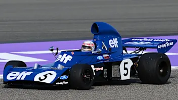 BAHRAIN, BAHRAIN - APRIL 13: Sir Jackie Stewart drives his Tyrrell 006 on track prior to the F1
