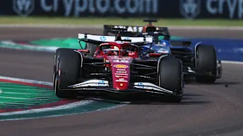 IMOLA, ITALY - MAY 18: Charles Leclerc of Monaco driving the (16) Scuderia Ferrari SF-25 leads