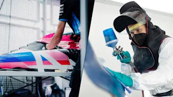 Paint shop, Alpine F1 factory, Enstone, United Kingdom on October 10th 2021: Photo Alpine F1 Team