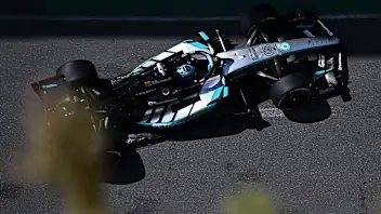 BAKU, AZERBAIJAN - SEPTEMBER 24: George Russell of Great Britain driving the (63) Mercedes AMG