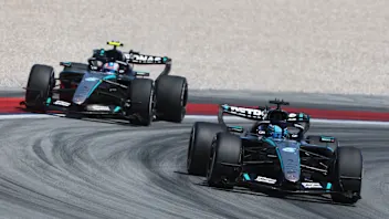 BARCELONA, SPAIN - JUNE 14: George Russell of Great Britain driving the (63) Mercedes AMG Petronas