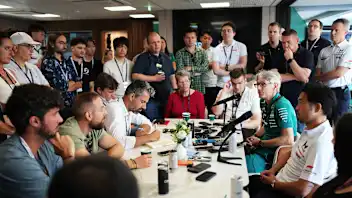 SPA, BELGIUM - JULY 16: Mike Krack, Chief Trackside Officer of Aston Martin F1 Team talks to the