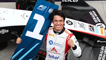 MONTREAL, QUEBEC - MAY 23: Race winner Noel Leon of Mexico and Campos Racing (5) celebrates in parc