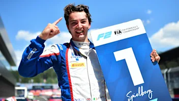 SPIELBERG, AUSTRIA - JUNE 27: Race winner John Bennett of Great Britain and Trident (25) celebrates