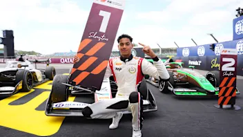 NORTHAMPTON, ENGLAND - JULY 04: Race winner Ugo Ugochukwu of United States and Campos Racing (2)