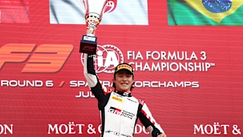SPA, BELGIUM - JULY 18: Race winner Jin Nakamura of Japan and Hitech (25) celebrates on the podium