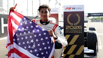 MADRID, SPAIN - SEPTEMBER 13: Second placed and 2026 F3 Drivers Champion Ugo Ugochukwu of United
