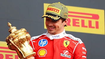 NORTHAMPTON, ENGLAND - JULY 05: Race winner Charles Leclerc of Monaco and Scuderia Ferrari