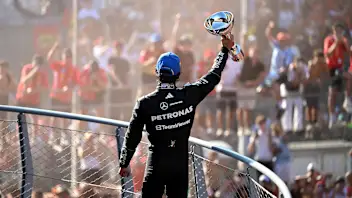 MONZA, ITALY - SEPTEMBER 06: Race winner Andrea Kimi Antonelli of Italy and Mercedes AMG Petronas