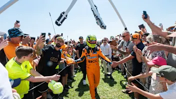 F1 World Champion Lando Norris during a balcony moment at the Goodwood Festival of Speed presented