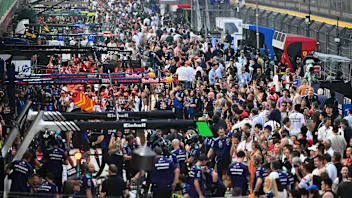 SINGAPORE, SINGAPORE - OCTOBER 11: Fans gathered in the Pitlane prior to the F1 Grand Prix of