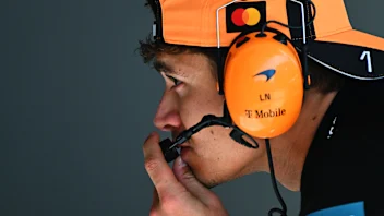 AUSTIN, TEXAS - OCTOBER 23: Lando Norris of Great Britain and McLaren looks on in the garage during