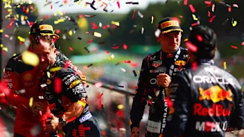 SPA, BELGIUM - JULY 30: Race winner Max Verstappen of the Netherlands and Oracle Red Bull Racing