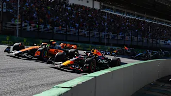 SAO PAULO, BRAZIL - NOVEMBER 04: Max Verstappen of the Netherlands driving the (1) Oracle Red Bull
