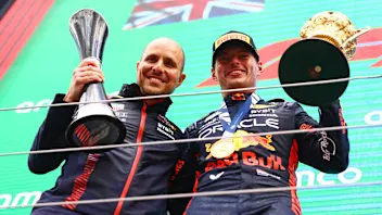 NORTHAMPTON, ENGLAND - JULY 09: Race winner Max Verstappen of the Netherlands and Oracle Red Bull