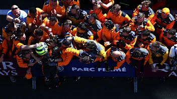 BUDAPEST, HUNGARY - JULY 23: Second placed Lando Norris of Great Britain and McLaren celebrates