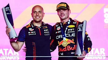 LUSAIL CITY, QATAR - OCTOBER 08: Race winner Max Verstappen of the Netherlands and Oracle Red Bull