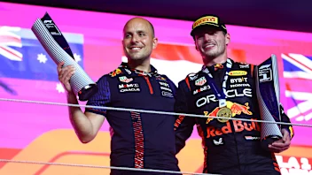 LUSAIL CITY, QATAR - OCTOBER 08: Race winner Max Verstappen of the Netherlands and Oracle Red Bull