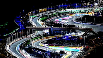 JEDDAH, SAUDI ARABIA - MARCH 17: A general view showing Max Verstappen of the Netherlands driving