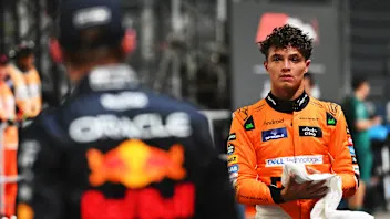 SINGAPORE, SINGAPORE - SEPTEMBER 21: Pole position qualifier Lando Norris of Great Britain and