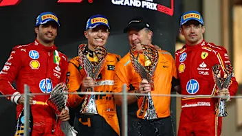 ABU DHABI, UNITED ARAB EMIRATES - DECEMBER 08: Race winner Lando Norris of Great Britain and