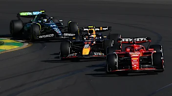 MELBOURNE, AUSTRALIA - MARCH 24: Charles Leclerc of Monaco driving the (16) Ferrari SF-24 leads