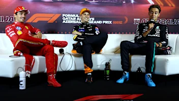 BAKU, AZERBAIJAN - SEPTEMBER 15: Race winner Oscar Piastri of Australia and McLaren, Second placed