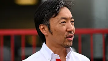 BAKU, AZERBAIJAN - SEPTEMBER 14: Haas F1 Team Principal Ayao Komatsu looks on in the Paddock prior