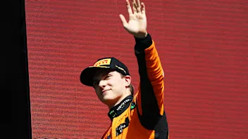 SPA, BELGIUM - JULY 28: Third placed Oscar Piastri of Australia and McLaren celebrates on the