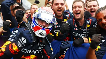 SAO PAULO, BRAZIL - NOVEMBER 03: Race winner Max Verstappen of the Netherlands and Oracle Red Bull