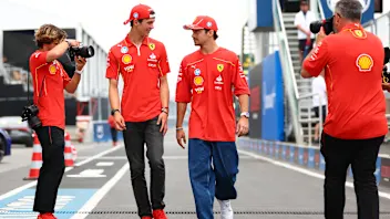 MONTREAL, QUEBEC - JUNE 06: Oliver Bearman of Great Britain and Ferrari and Charles Leclerc of