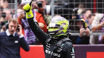SHANGHAI, CHINA - APRIL 20: Second placed Lewis Hamilton of Great Britain and Mercedes celebrates