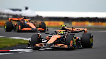 NORTHAMPTON, ENGLAND - JULY 07: Lando Norris of Great Britain driving the (4) McLaren MCL38