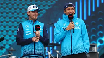 NORTHAMPTON, ENGLAND - JULY 05: Alexander Albon of Thailand and Williams and Logan Sargeant of