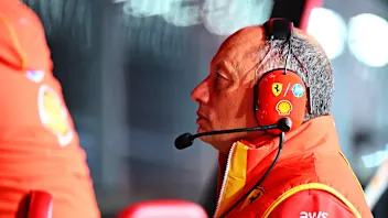 LAS VEGAS, NEVADA - NOVEMBER 22: Ferrari Team Principal Frederic Vasseur looks on from the pitwall