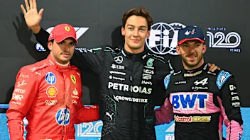 LAS VEGAS, NEVADA - NOVEMBER 22: Pole position qualifier George Russell of Great Britain and