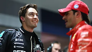 LAS VEGAS, NEVADA - NOVEMBER 22: Pole position qualifier George Russell of Great Britain and