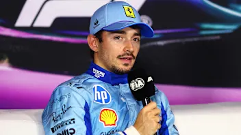 MIAMI, FLORIDA - MAY 04: Second placed qualifier Charles Leclerc of Monaco and Ferrari attends the