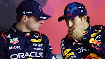 JEDDAH, SAUDI ARABIA - MARCH 08: Third placed qualifier Sergio Perez of Mexico and Oracle Red Bull