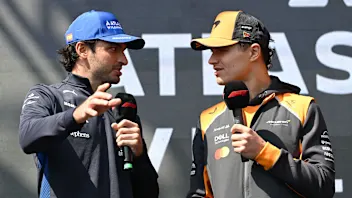SHANGHAI, CHINA - MARCH 21: Carlos Sainz of Spain and Williams and Lando Norris of Great Britain