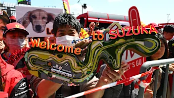SUZUKA, JAPAN - APRIL 03: Ferrari fans during previews ahead of the F1 Grand Prix of Japan at