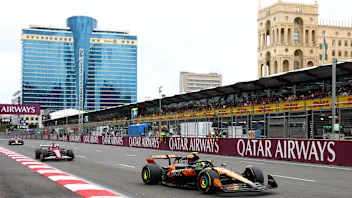 BAKU, AZERBAIJAN - SEPTEMBER 21: Lando Norris of Great Britain driving the (4) McLaren MCL39