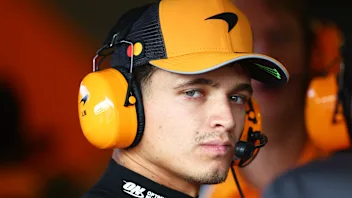 BAKU, AZERBAIJAN - SEPTEMBER 19: Lando Norris of Great Britain and McLaren looks on during practice