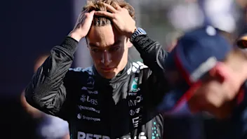 IMOLA, ITALY - MAY 17: Third placed qualifier George Russell of Great Britain and Mercedes AMG