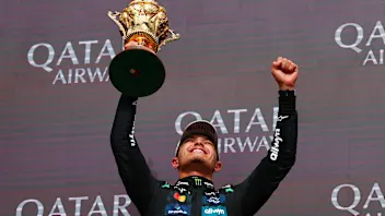 NORTHAMPTON, ENGLAND - JULY 06: Race winner Lando Norris of Great Britain and McLaren celebrates on