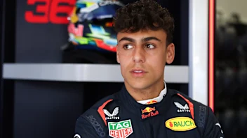 NORTHAMPTON, ENGLAND - JULY 03: Arvid Lindblad of Great Britain and Oracle Red Bull Racing looks on